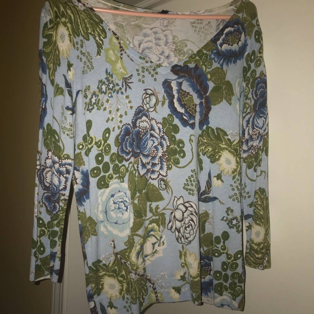 Talbots Floral Sweater Silk Blend